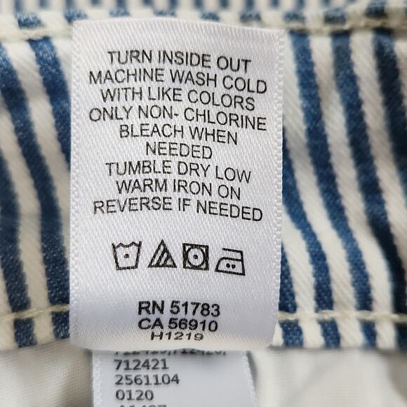 Vintage Maurices Womens Blue White Striped Denim Mini Skirt Size 0 Y2K Engineer - Picture 10 of 11